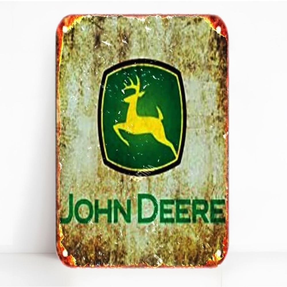 John Deere Metal Sign Rustic Green Yellow NWT